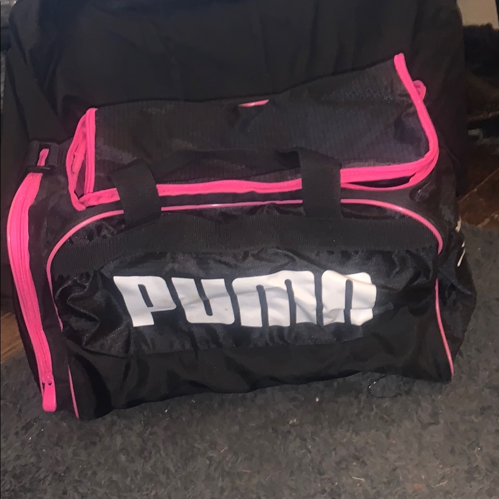 Puma Black and Pink Sports Bag